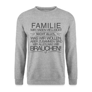 Famille - Ensemble, nous sommes tout - Sweat-shirt Unisexe - gris chiné - Devant - Alina (178cm) & Michal (187cm)