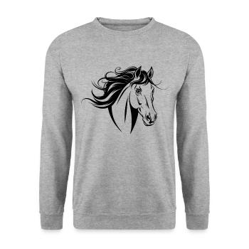 Horse Lover Horse Portrait - Unisex Sweatshirt - salt & pepper - Front - Alina (178cm) & Michal (187cm)