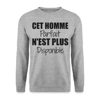 Dieser perfekte Mann ist nicht mehr als Paar verfügbar - Unisex Pullover - Weißgrau meliert - Vorne - Alina (178cm) & Michal (187cm)