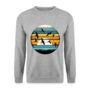 Vintage Birdwatching Bird Birder Birds Birdwatcher - Unisex Sweatshirt - salt & pepper - Front - Alina (178cm) & Michal (187cm)