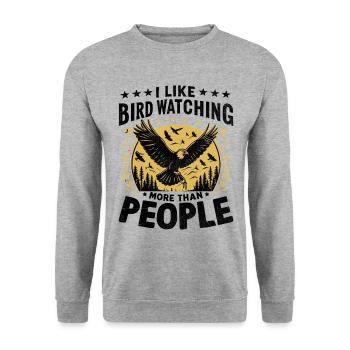 I Like Bird Watching More Than People Birder - Unisex Sweatshirt - salt & pepper - Front - Alina (178cm) & Michal (187cm)