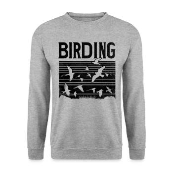 Birding Bird Watcher Birdwatching Birder Birds - Unisex Sweatshirt - salt & pepper - Front - Alina (178cm) & Michal (187cm)