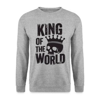 Skull and crossbones with crown King of the World - Unisex Sweatshirt - salt & pepper - Front - Alina (178cm) & Michal (187cm)