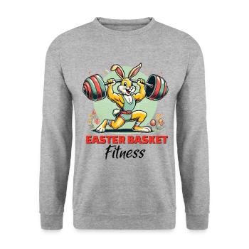 Lapin de Pâques musclé - Chemise de fitness amusante - Sweat-shirt Unisexe - gris chiné - Devant - Alina (178cm) & Michal (187cm)