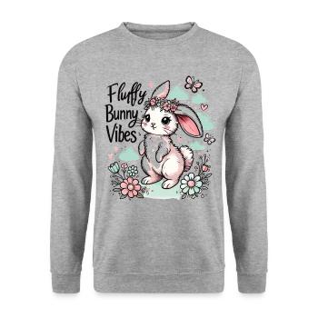 Fluffy Bunny Vibes - Chemise de lapin de Pâques mignonne - Sweat-shirt Unisexe - gris chiné - Devant - Alina (178cm) & Michal (187cm)