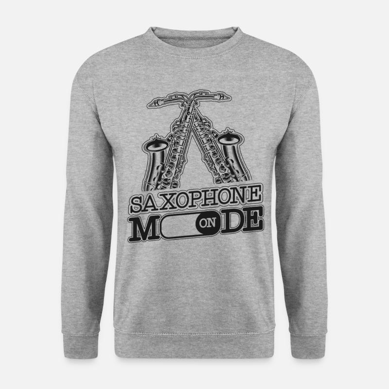 Saxophone Saxophone Mode On - Unisex Pullover - Weißgrau meliert
