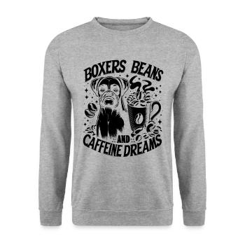 Haricots Boxer Et Caféine Rêves Amoureux Des Chiens - Sweat-shirt Unisexe - gris chiné - Devant - Alina (178cm) & Michal (187cm)