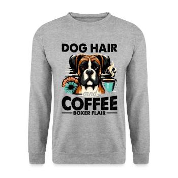 Dog Hair And Coffee Boxer Flair Caffeine Lover - Unisex Sweatshirt - salt & pepper - Front - Alina (178cm) & Michal (187cm)