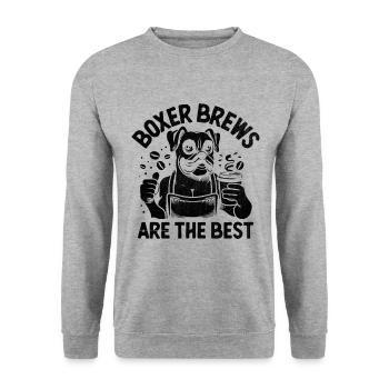 Les Boxer Brews sont les meilleurs boxers pour chiens amateurs de caféine - Sweat-shirt Unisexe - gris chiné - Devant - Alina (178cm) & Michal (187cm)