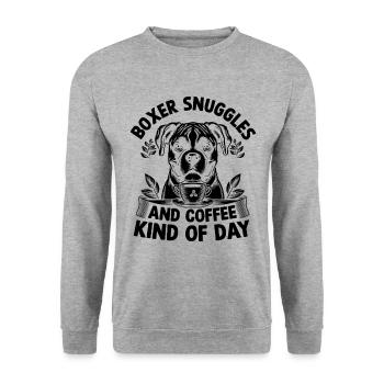 Boxer Câlins Et Café Type De Jour Caféine Chien - Sweat-shirt Unisexe - gris chiné - Devant - Alina (178cm) & Michal (187cm)
