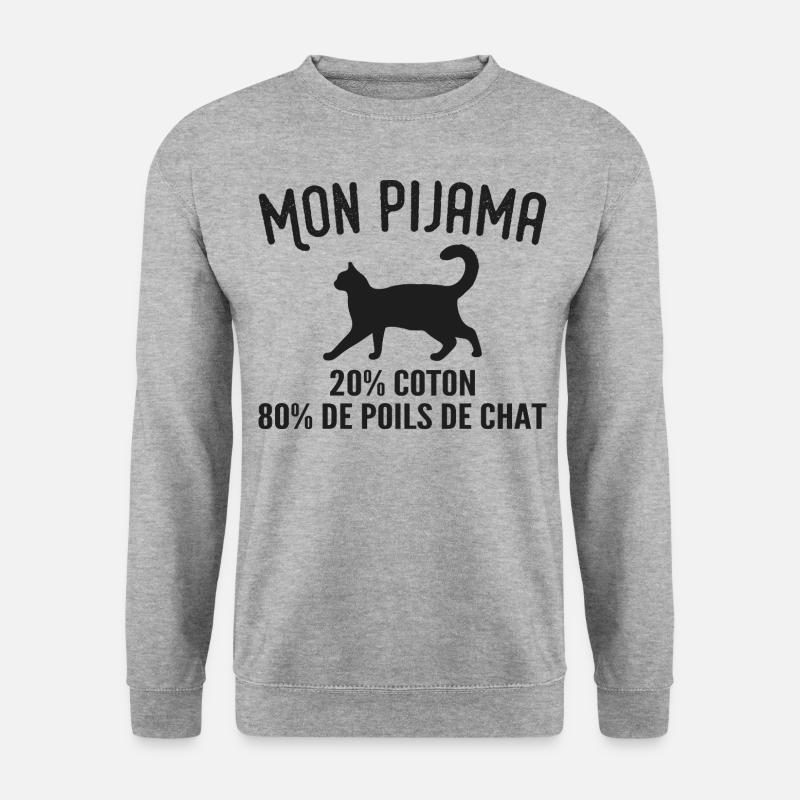 Humorvoller Katzenhaar-Pyjama - Unisex Pullover - Weißgrau meliert