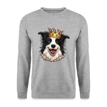 vintage Border Collie Dog - Unisex Pullover - Weißgrau meliert - Vorne - Alina (178cm) & Michal (187cm)
