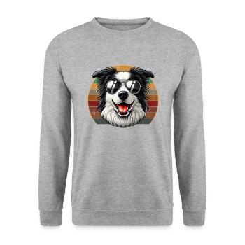vintage Border Collie Dog - Unisex Pullover - Weißgrau meliert - Vorne - Alina (178cm) & Michal (187cm)