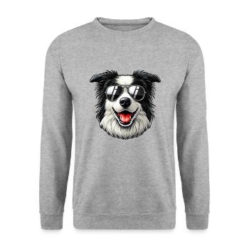 vintage Border Collie Dog - Unisex Pullover - Weißgrau meliert - Vorne - Alina (178cm) & Michal (187cm)