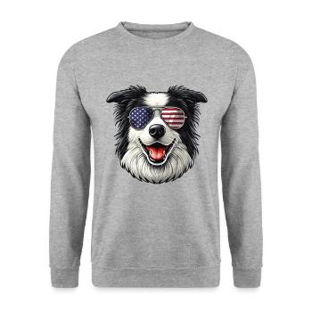 vintage Border Collie Dog - Unisex Pullover - Weißgrau meliert - Vorne - Alina (178cm) & Michal (187cm)