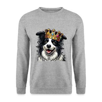 vintage Border Collie Dog - Unisex Pullover - Weißgrau meliert - Vorne - Alina (178cm) & Michal (187cm)