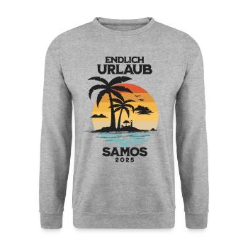 Samos Urlaub 2025 Griechenland Reise - Unisex Pullover - Weißgrau meliert - Vorne - Alina (178cm) & Michal (187cm)