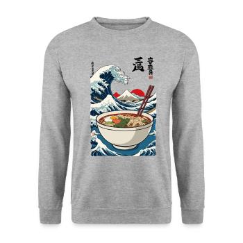 Ramen Ukiyo-E Japanese Streetwear Retro - Unisex Sweatshirt - salt & pepper - Front - Alina (178cm) & Michal (187cm)