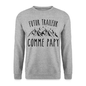 futur traileur cadeau garçon trail - Sweat-shirt Unisexe - gris chiné - Devant - Alina (178cm) & Michal (187cm)