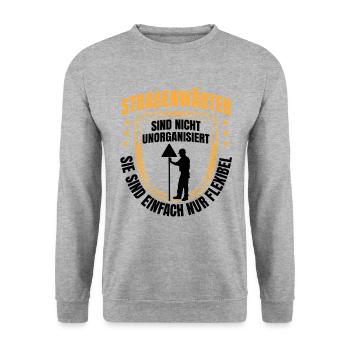 Les agents d’entretien des routes sont des agents d’entretien des chaussées flexibles - Sweat-shirt Unisexe - gris chiné - Devant - Alina (178cm) & Michal (187cm)