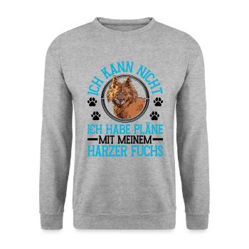 Harzer Fuchs Pläne mit Altdeutscher Hütehund - Unisex Pullover - Weißgrau meliert - Vorne - Alina (178cm) & Michal (187cm)