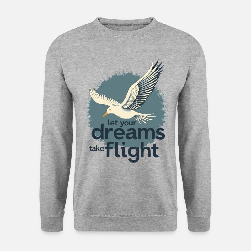 Let Your Dreams Take Flight Möwe Vogel - Unisex Pullover - Weißgrau meliert