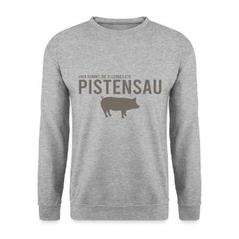 Pistensau Skier Fun - Unisex Sweatshirt - salt & pepper - Front - Alina (178cm) & Michal (187cm)