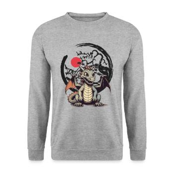 Dragon Dragon Enfant Enfants Conte de fées - Sweat-shirt Unisexe - gris chiné - Devant - Alina (178cm) & Michal (187cm)