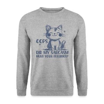 Hoppla, Hat Mein Sarkasmus Deine Gefühle Verletzt - Unisex Pullover - Weißgrau meliert - Vorne - Alina (178cm) & Michal (187cm)