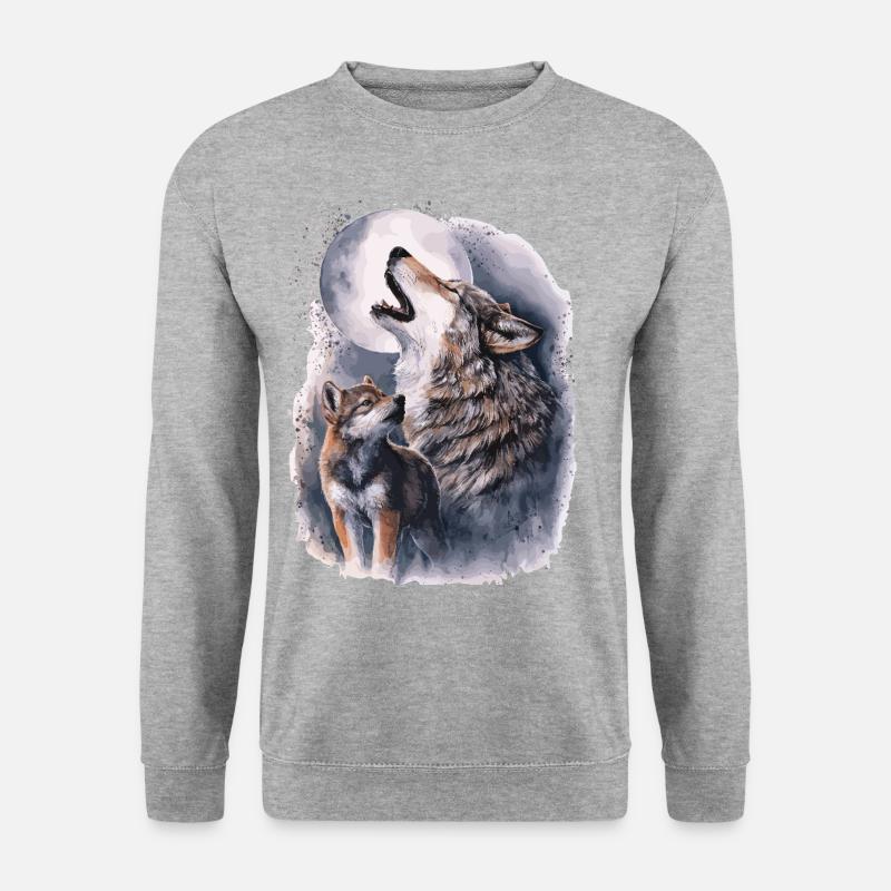 Wolves & Full Moon – Mystical Wilderness - Unisex Sweatshirt - salt & pepper
