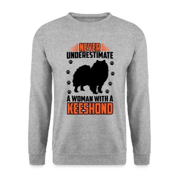 Wolfspitz femme avec un keeshond - Sweat-shirt Unisexe - gris chiné - Devant - Alina (178cm) & Michal (187cm)