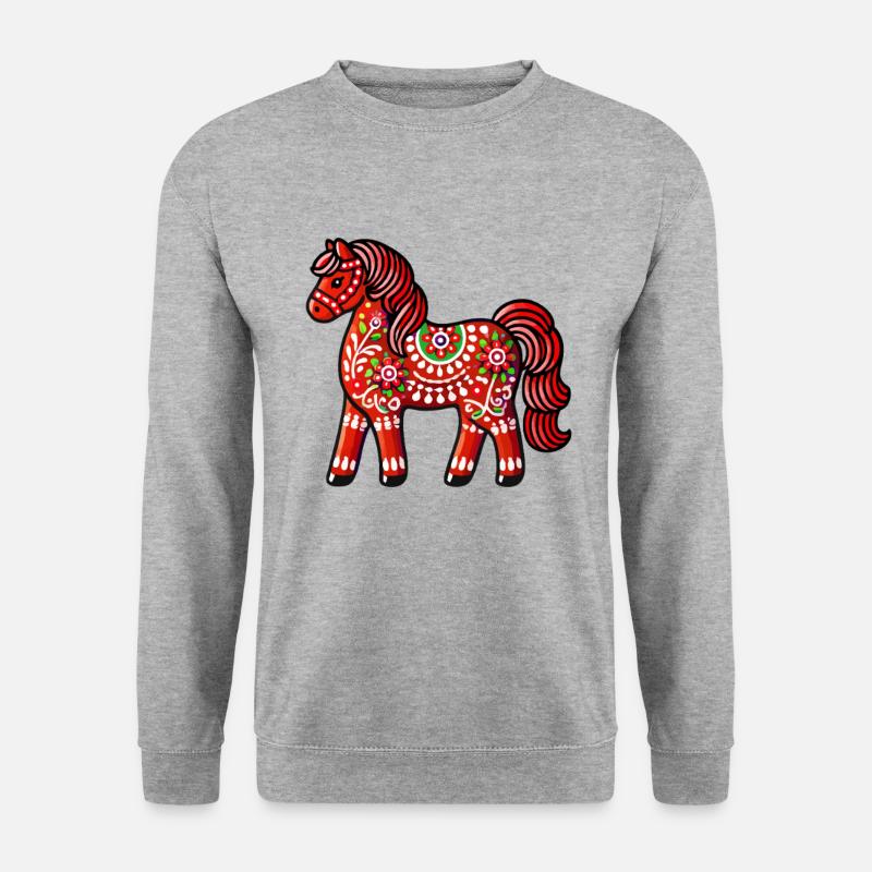 Swedish Dala Horse, Scandinavian sverige sweden - Unisex Pullover - Weißgrau meliert