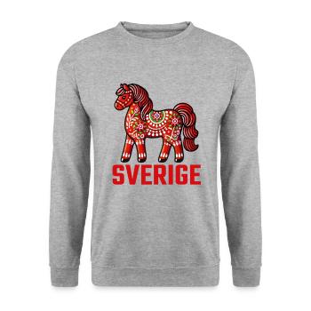Swedish Dala Horse, Scandinavian sverige sweden - Unisex Pullover - Weißgrau meliert - Vorne - Alina (178cm) & Michal (187cm)