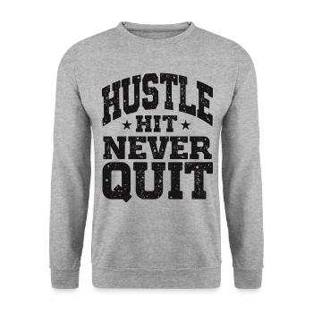 Hustle Hit Never Quit Athlete Fitness - Sweat-shirt Unisexe - gris chiné - Devant - Alina (178cm) & Michal (187cm)