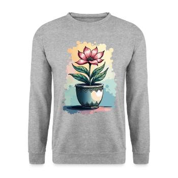 Blooming Beauty - Top floral à motif floral vintage - Sweat-shirt Unisexe - gris chiné - Devant - Alina (178cm) & Michal (187cm)