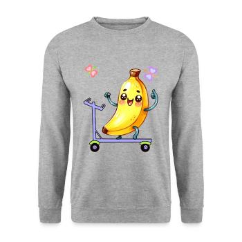 Drôle Drôle Fruit Banane Banane Enfants Enfant Bébé - Sweat-shirt Unisexe - gris chiné - Devant - Alina (178cm) & Michal (187cm)