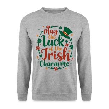 Que la chance des Irlandais me charmine - St Patrick’s - Sweat-shirt Unisexe - gris chiné - Devant - Alina (178cm) & Michal (187cm)
