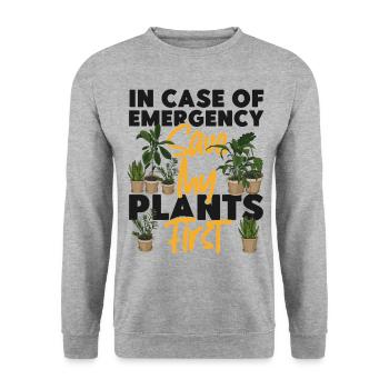 Plant Lover Gardening In Case Of - Unisex Sweatshirt - salt & pepper - Front - Alina (178cm) & Michal (187cm)