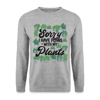 Plant Lover Gardening Sorry I Have - Unisex Pullover - Weißgrau meliert - Vorne - Alina (178cm) & Michal (187cm)