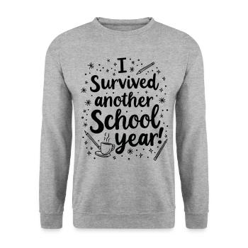 I Survived Another School Year – Teacher Student - Unisex Sweatshirt - salt & pepper - Front - Alina (178cm) & Michal (187cm)