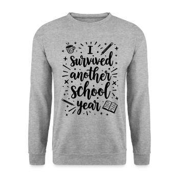 I Survived Another School Year – Teacher Student - Unisex Sweatshirt - salt & pepper - Front - Alina (178cm) & Michal (187cm)