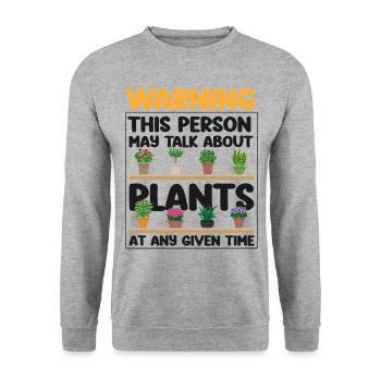 Plant Lover Gardening Warning This - Unisex Pullover - Weißgrau meliert - Vorne - Alina (178cm) & Michal (187cm)