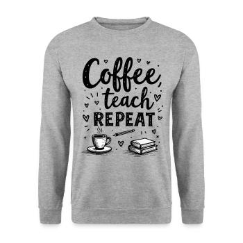 CoffeeTeach Repeat – Teacher Educator Education - Unisex Sweatshirt - salt & pepper - Front - Alina (178cm) & Michal (187cm)
