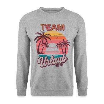 Urlaub Strand Strandurlaub Palmen Familie Sommer - Unisex Pullover - Weißgrau meliert - Vorne - Alina (178cm) & Michal (187cm)