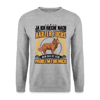 Harzer Fuchs Rieche nach Altdeutscher Hütehund - Unisex Pullover - Weißgrau meliert - Vorne - Alina (178cm) & Michal (187cm)