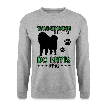 Do Khyi doesn't trust anyone Tibetan Mastiff - Unisex Sweatshirt - salt & pepper - Front - Alina (178cm) & Michal (187cm)