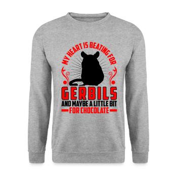 Mon cœur bat pour la gerbille rongeur Gerbille - Sweat-shirt Unisexe - gris chiné - Devant - Alina (178cm) & Michal (187cm)