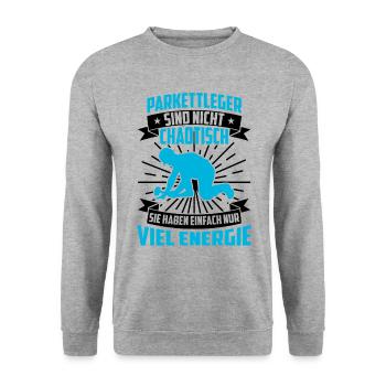 Parkettleger ist nicht chaotisch Fliesenleger - Unisex Pullover - Weißgrau meliert - Vorne - Alina (178cm) & Michal (187cm)