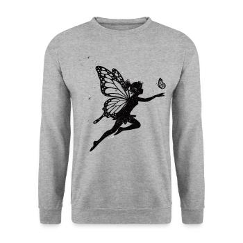 Magische Elfe – Feenzauber im Mondlicht - Unisex Pullover - Weißgrau meliert - Vorne - Alina (178cm) & Michal (187cm)