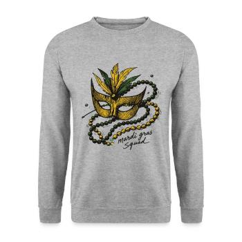 Mardi Gras Squad Masque Perlé Carnaval - Sweat-shirt Unisexe - gris chiné - Devant - Alina (178cm) & Michal (187cm)
